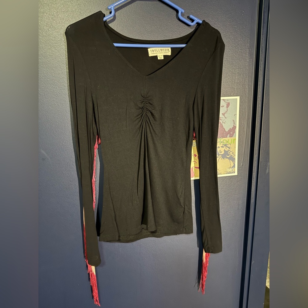 Idyllwind Green Ruched Long Sleeve Blouse used 1x